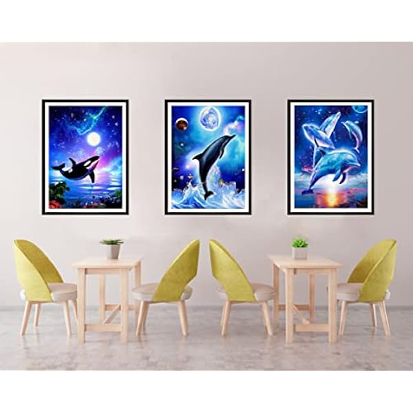 VAIIEYO 6Pack Diamond Painting Kit Completo Delfini Balene, Pittura Diamante 5D Fai Da Te, Rotondo Trapano Completo Per La Decorazione Della Parete 30x40 cm